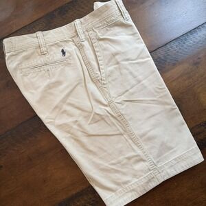 Polo Ralph Lauren Shorts Mens 32 Beige Relaxed Fit Chino Flat Front 9.5 inch